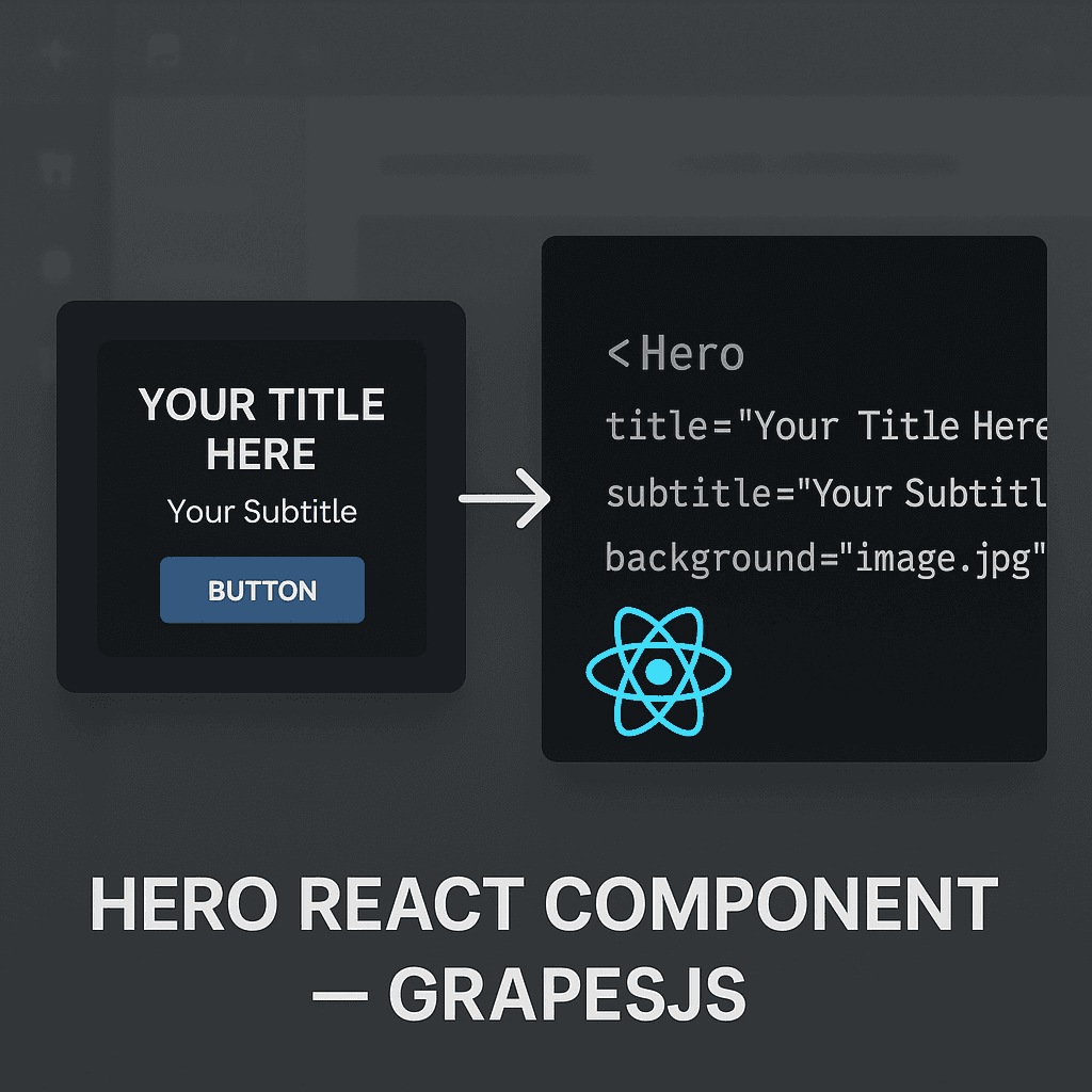 Hero React Component GrapesJS