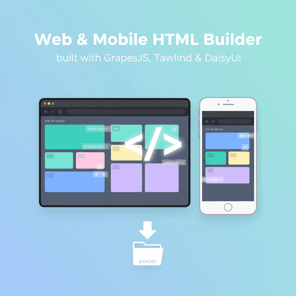 Web & Mobile HTML Builder for GrapesJS (Tailwind & DaisyUI)