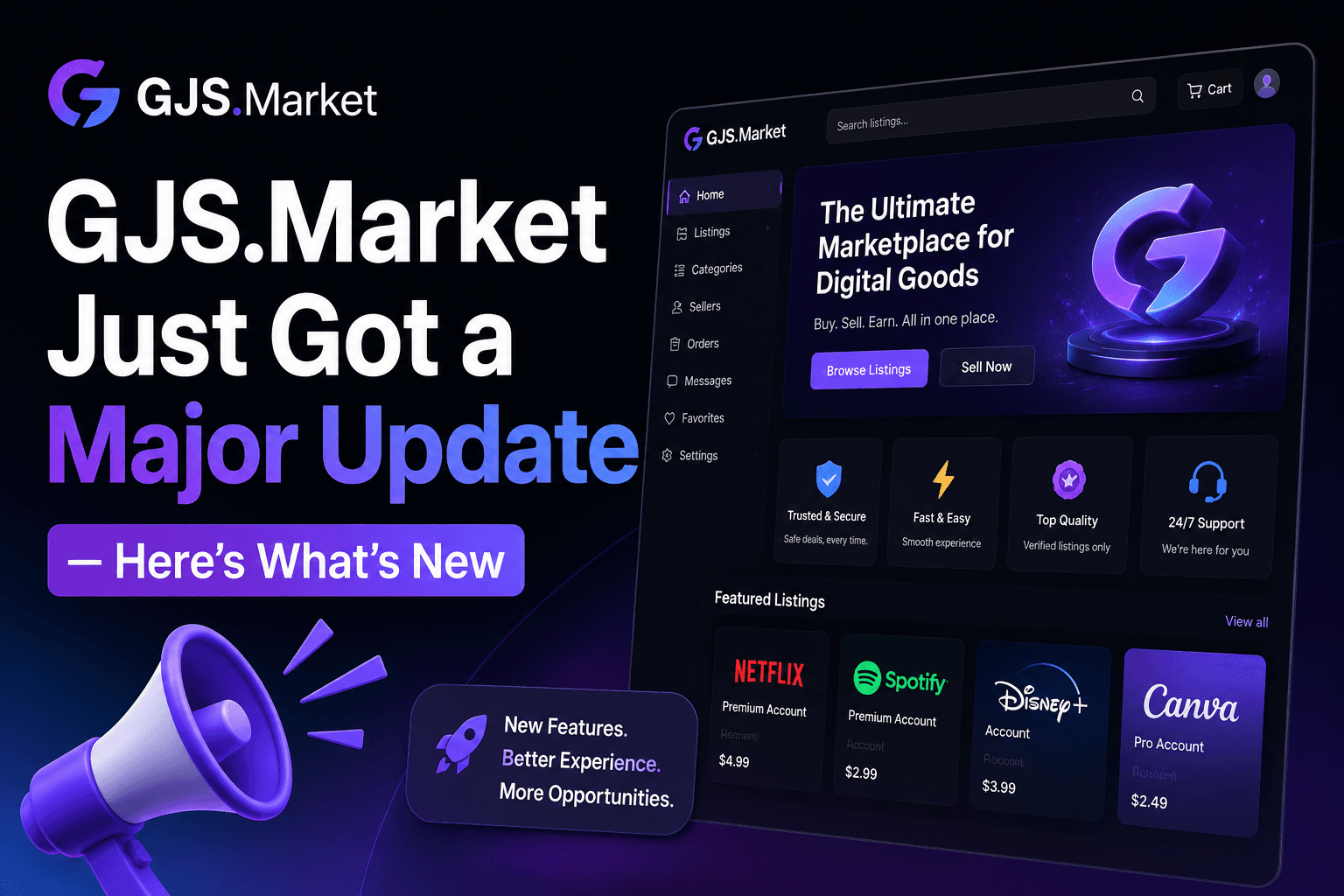 GJS.Market अभी-अभी एक बड़ा अपडेट मिला है - यहाँ नया क्या है