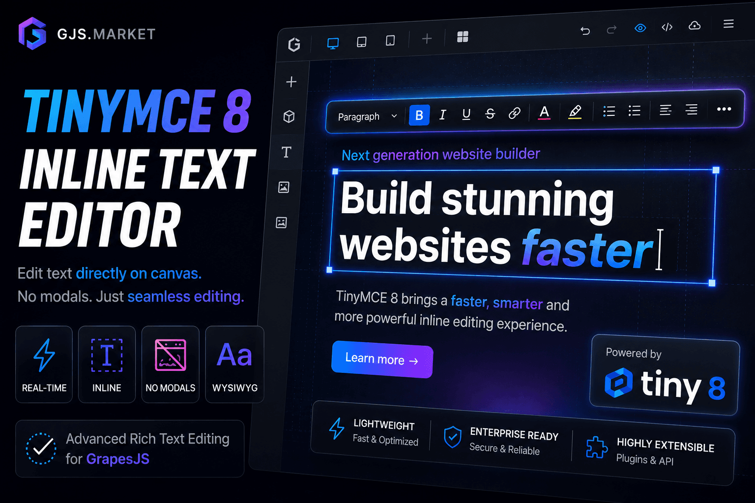 TinyMCE 8 Inline Text Editor