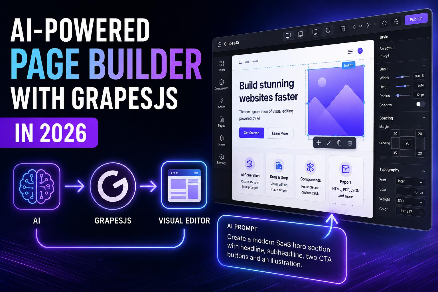2026 में GrapesJS के साथ AI-संचालित पेज बिल्डर कैसे बनाएं